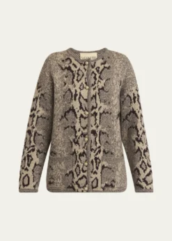 Valentino GaravaniSnakeskin-Knit Cashmere Cardigan