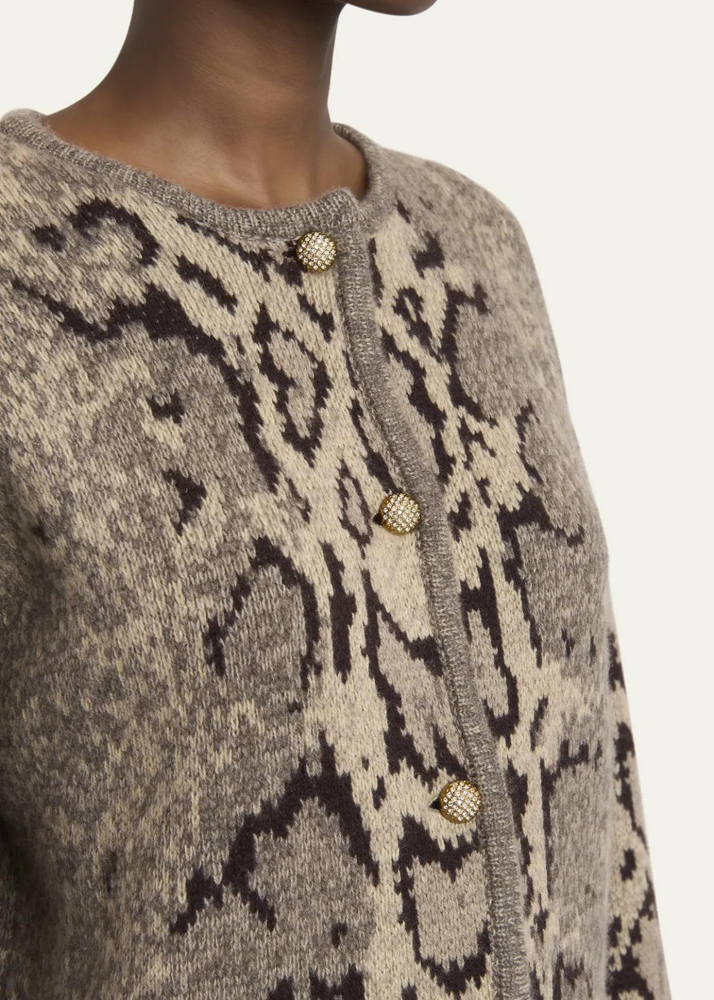 Valentino GaravaniSnakeskin-Knit Cashmere Cardigan