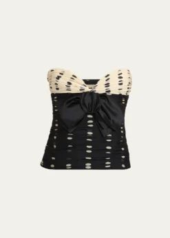 Valentino GaravaniStrapless Polka Dot Ruched Bustier