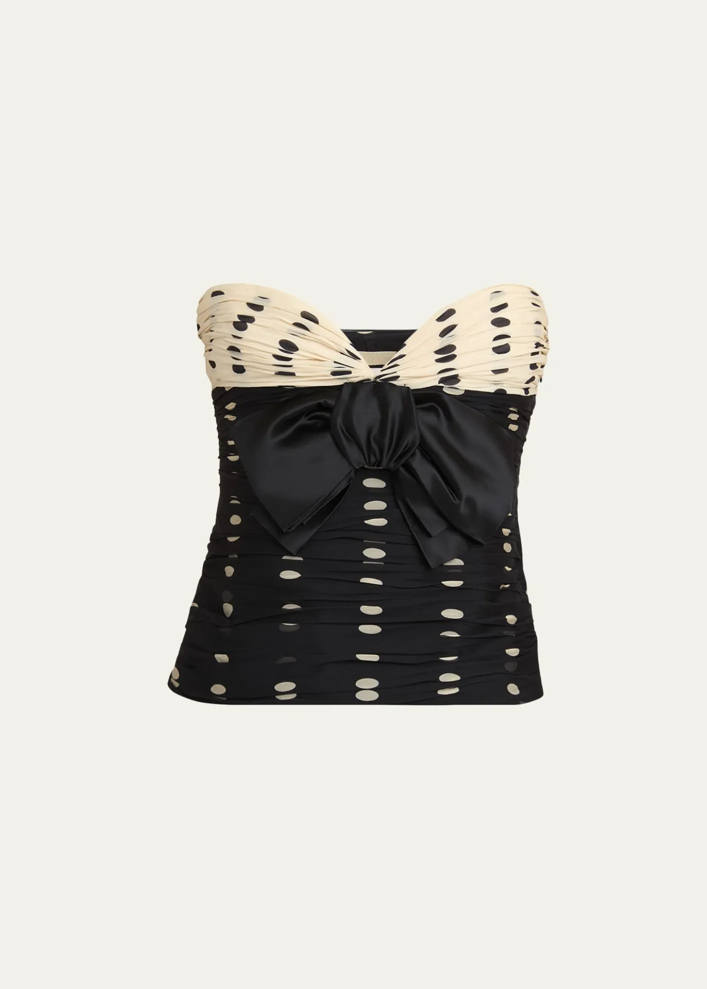 Valentino GaravaniStrapless Polka Dot Ruched Bustier