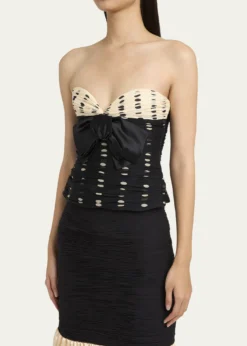 Valentino GaravaniStrapless Polka Dot Ruched Bustier