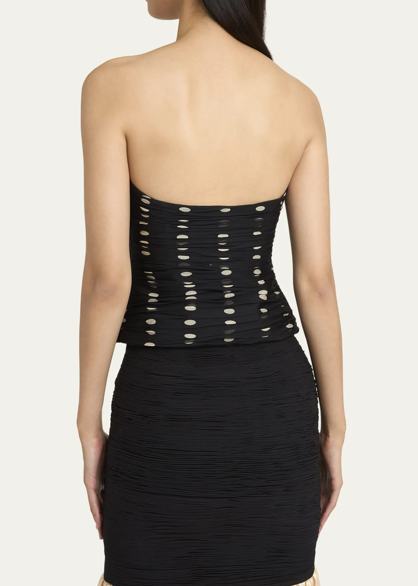 Valentino GaravaniStrapless Polka Dot Ruched Bustier