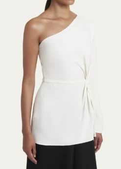 Valentino GaravaniTwisted Silk Cady Long-Sleeve One-Shoulder Top