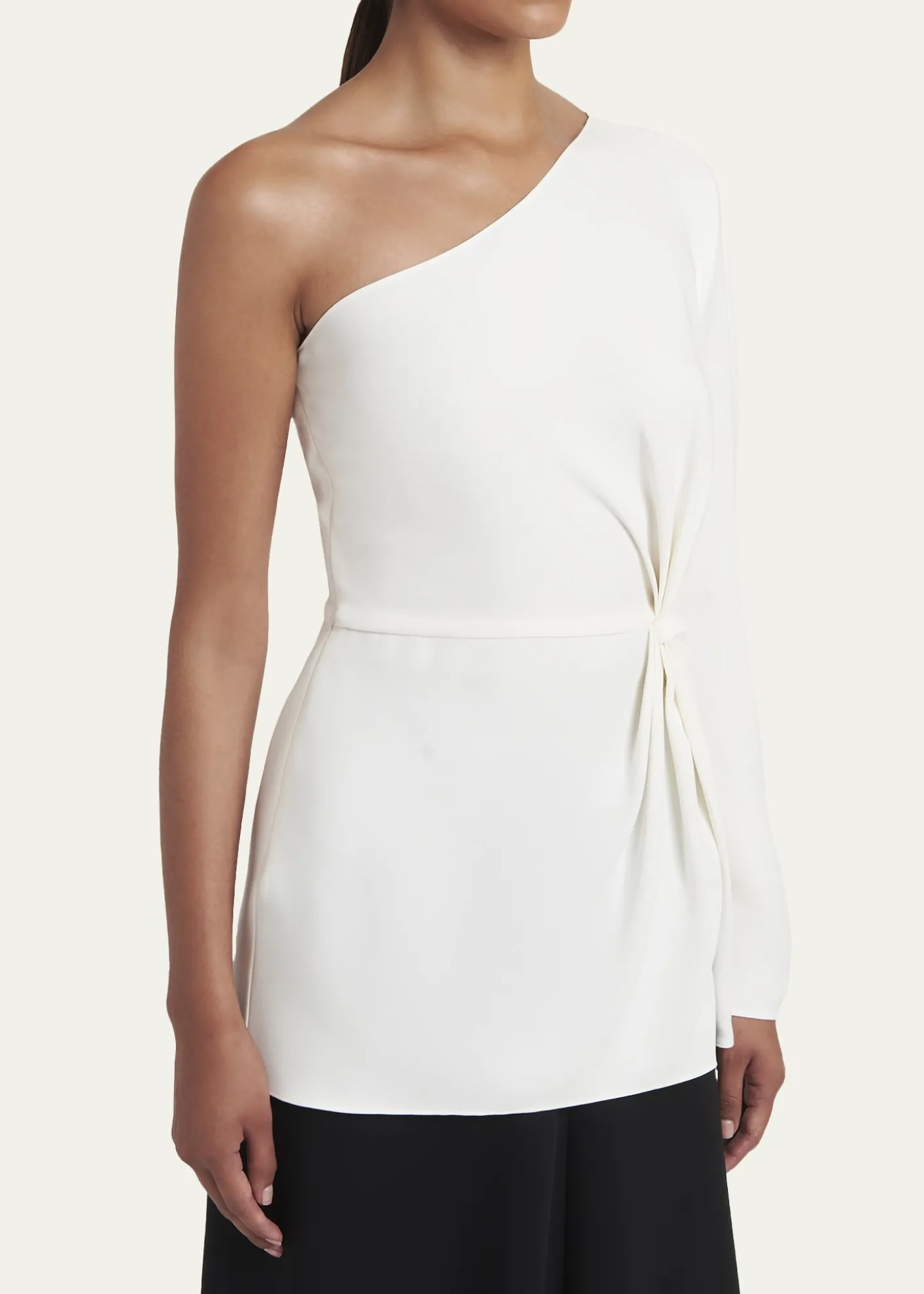Valentino GaravaniTwisted Silk Cady Long-Sleeve One-Shoulder Top