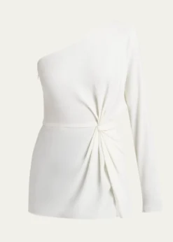 Valentino GaravaniTwisted Silk Cady Long-Sleeve One-Shoulder Top