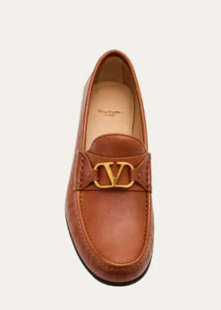 Valentino GaravaniVLogo Medallion Leather Loafers