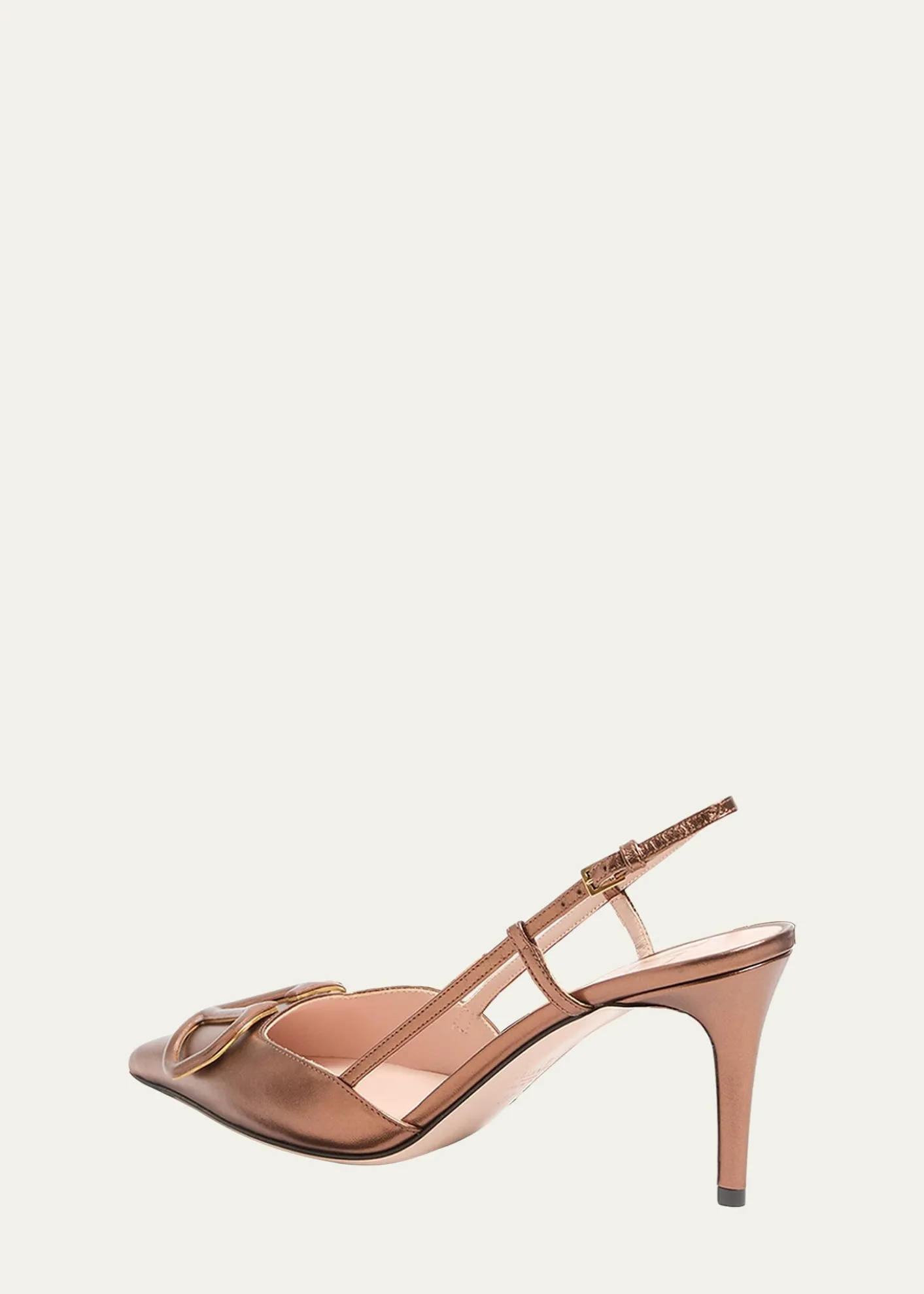Valentino GaravaniV-Logo Metallic Leather Slingback Pumps