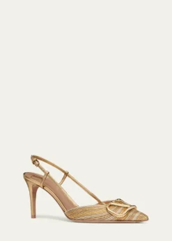 Valentino GaravaniVLogo Metallic Slingback Pumps