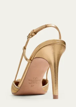 Valentino GaravaniVLogo Metallic Slingback Pumps