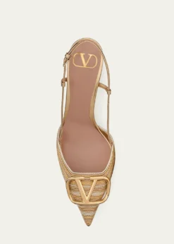 Valentino GaravaniVLogo Metallic Slingback Pumps