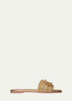 Valentino GaravaniVLogo Metallic Flat Slide Sandals