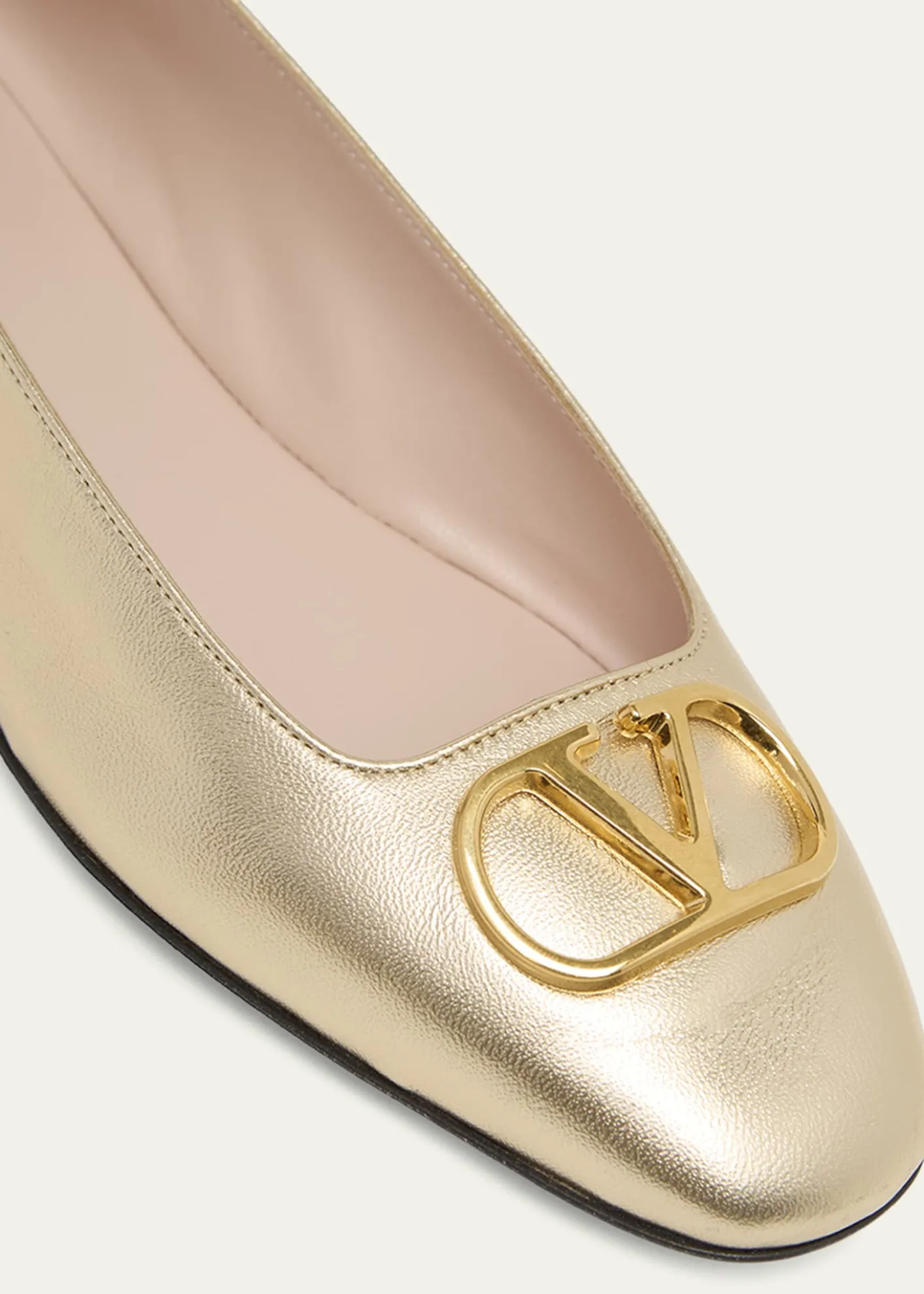 Valentino GaravaniVLogo Signature Metallic Leather Ballerina Flats