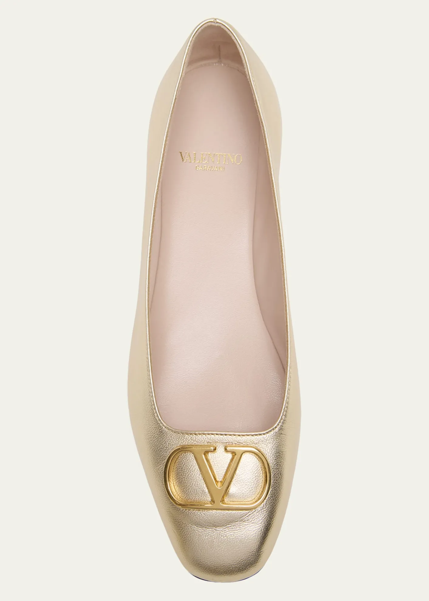 Valentino GaravaniVLogo Signature Metallic Leather Ballerina Flats