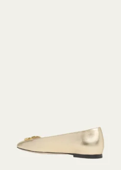 Valentino GaravaniVLogo Signature Metallic Leather Ballerina Flats