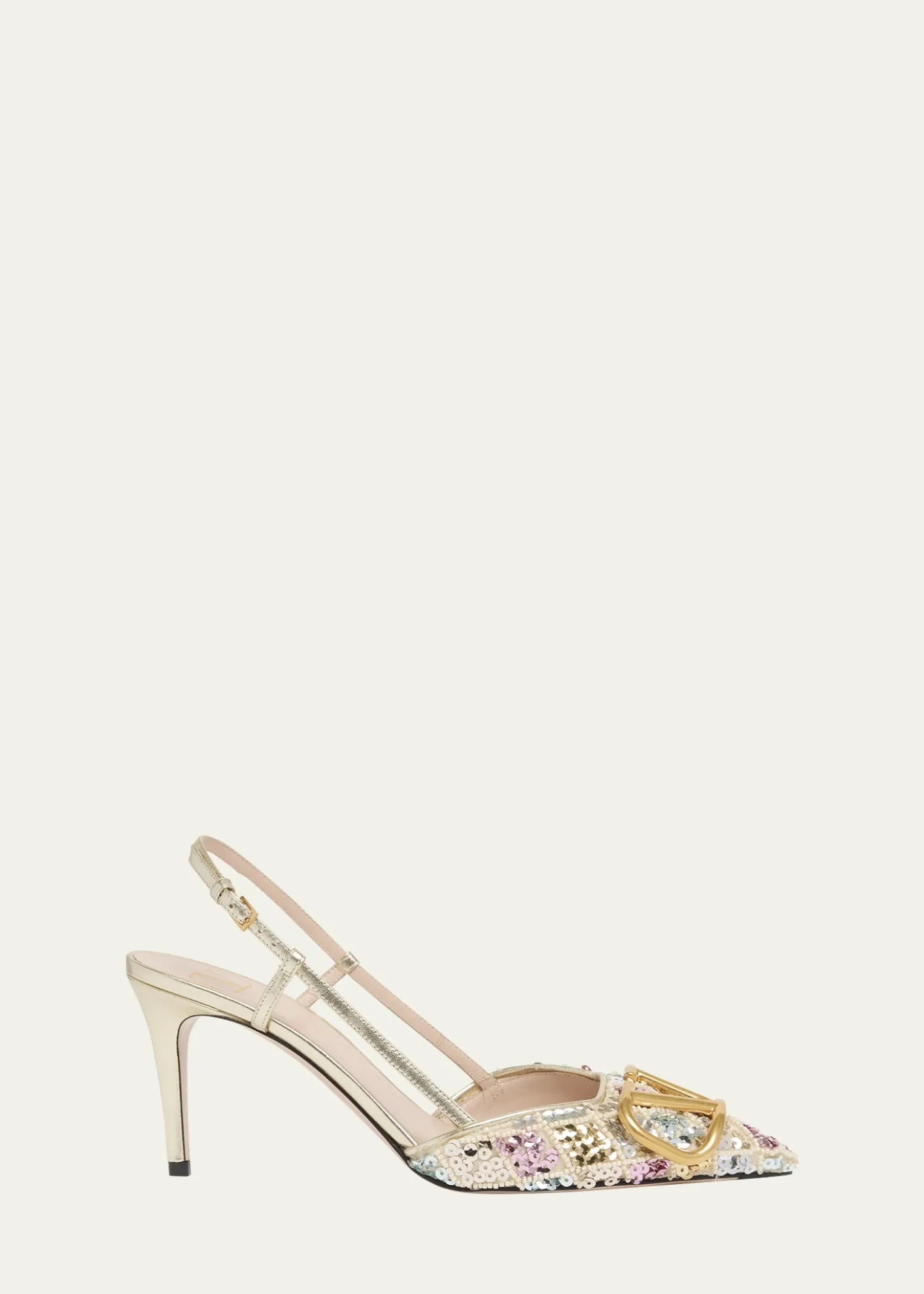 Valentino GaravaniVLogo Signature Sequined Beaded Slingback Pumps
