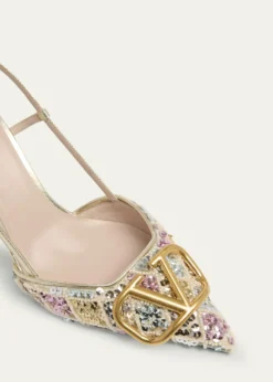 Valentino GaravaniVLogo Signature Sequined Beaded Slingback Pumps