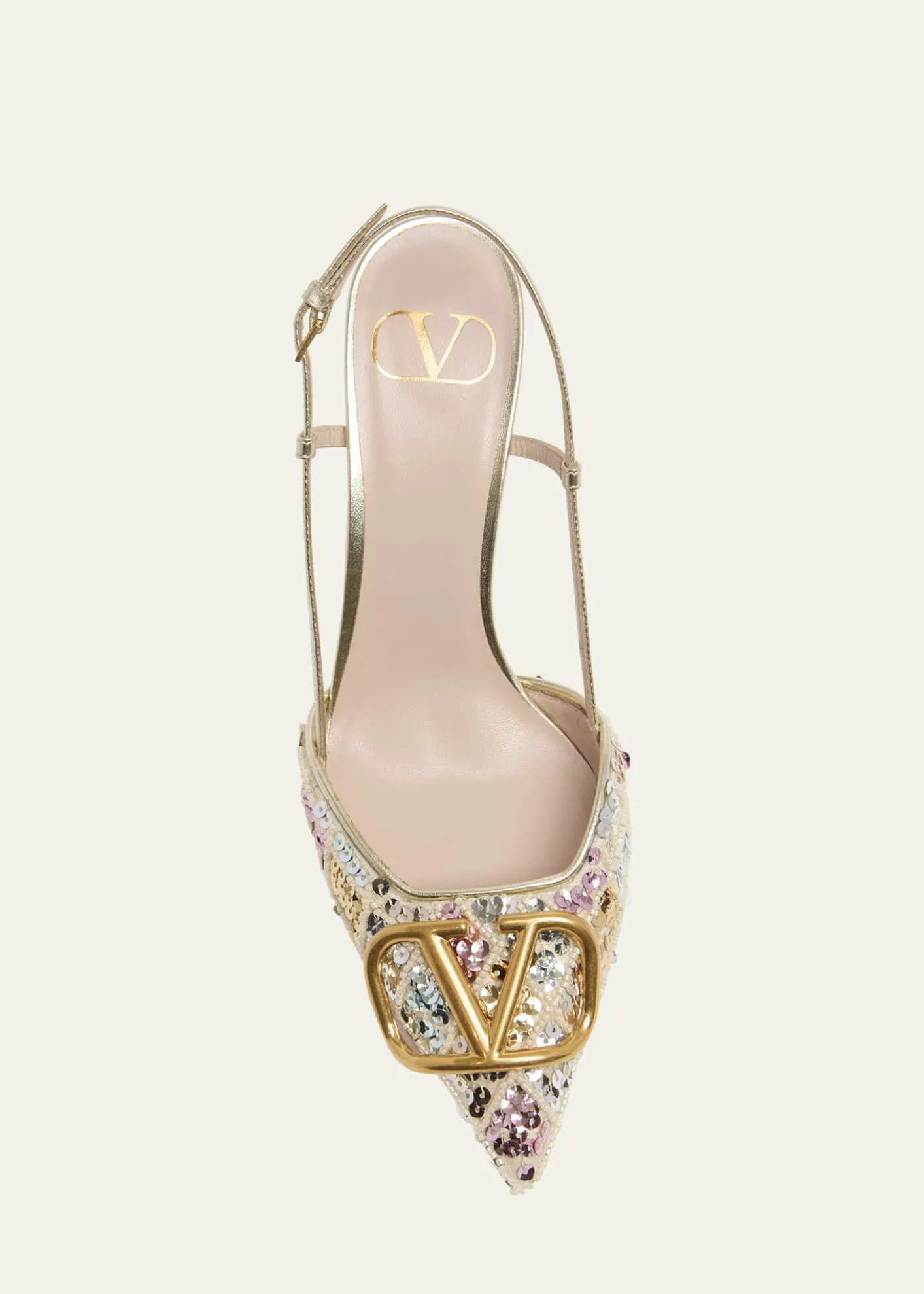 Valentino GaravaniVLogo Signature Sequined Beaded Slingback Pumps
