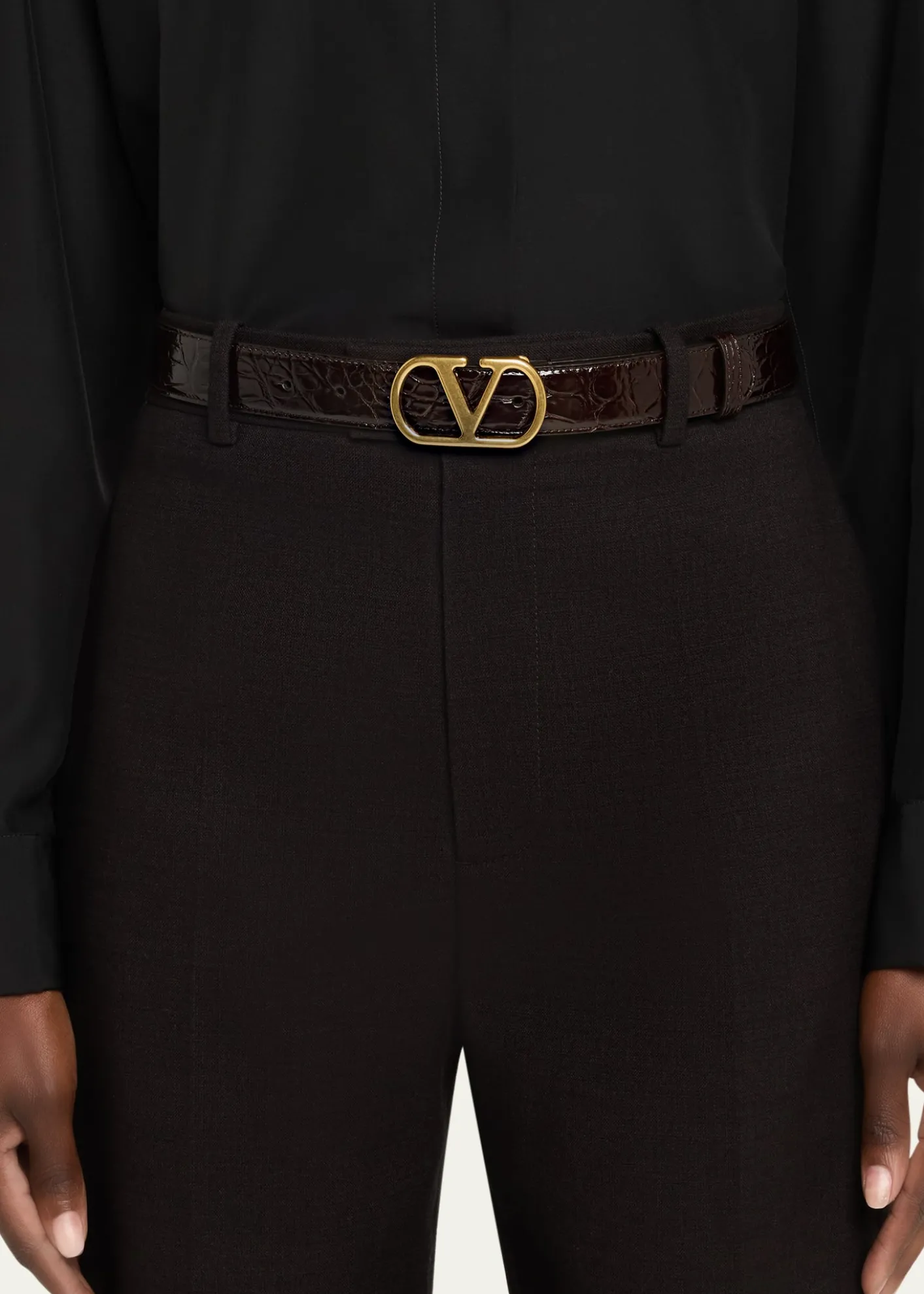 Valentino GaravaniVLogo Signature Crocodile Belt, 30mm