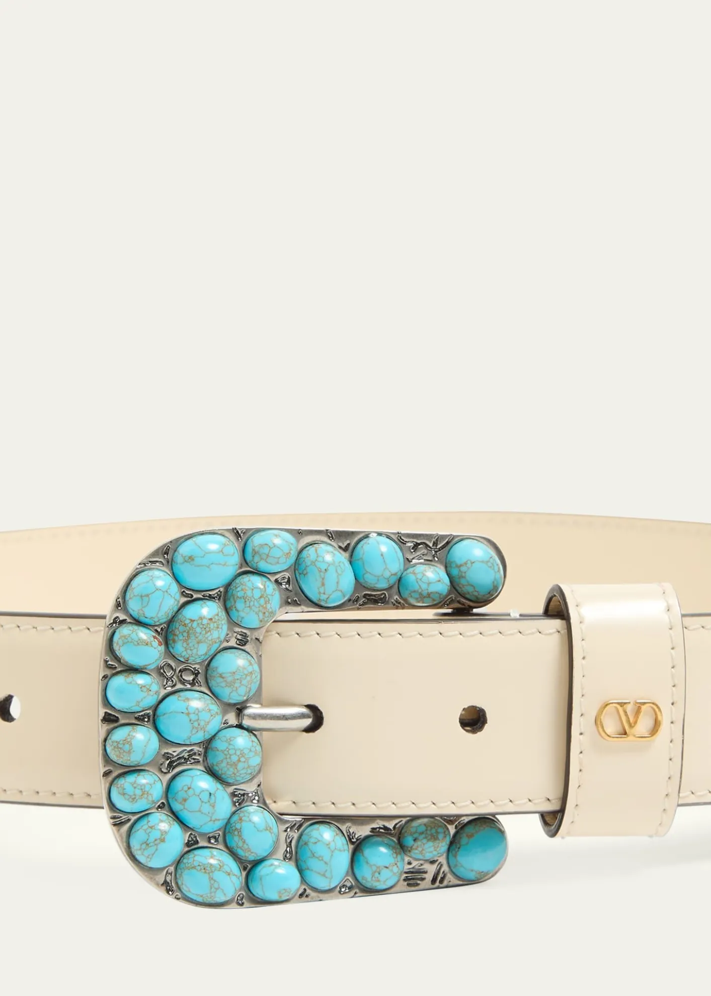 Valentino GaravaniVLogo Signature Brushed Calfskin Belt, 30mm