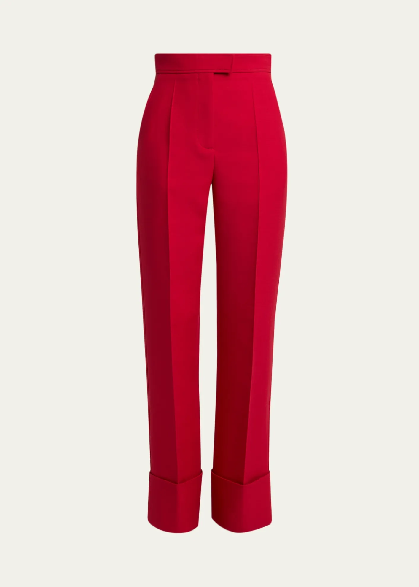 Valentino GaravaniWool-Silk Straight-Leg Cuffed Pants