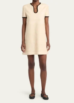 Valentino GaravaniWoven Silk Short-Sleeve Mini Dress