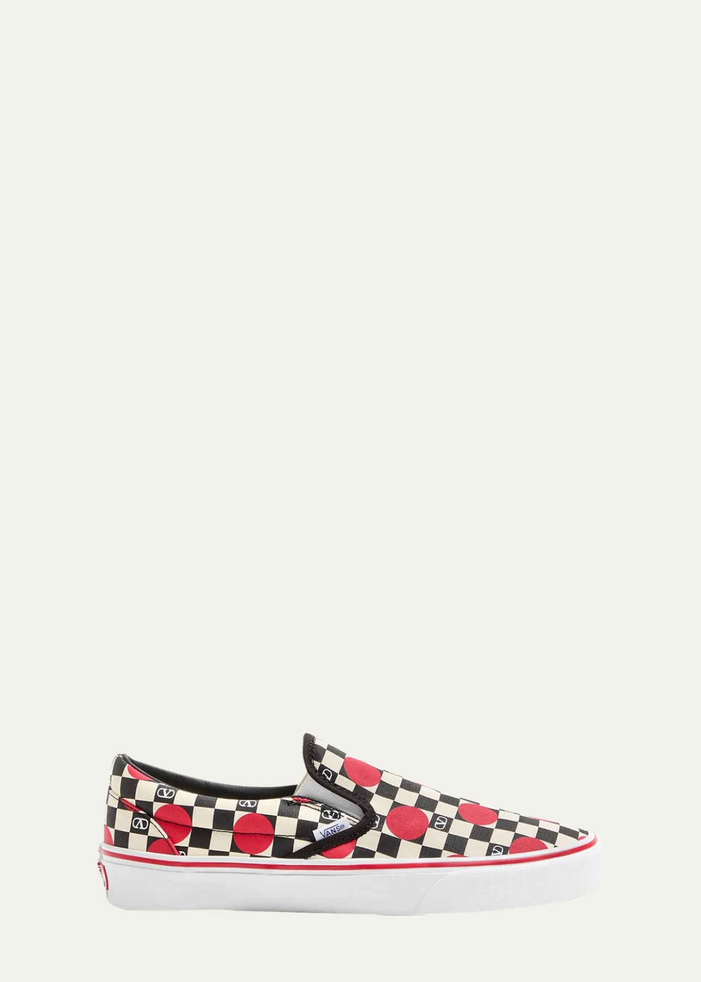 Valentino Garavanix Vans Men's Big Dots & VLogo Checkerboard Classic Slip-On Sneakers