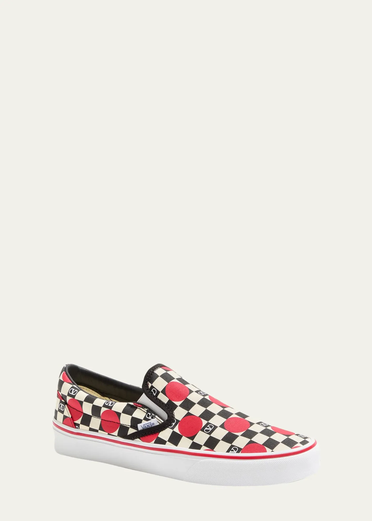 Valentino Garavanix Vans Men's Big Dots & VLogo Checkerboard Classic Slip-On Sneakers