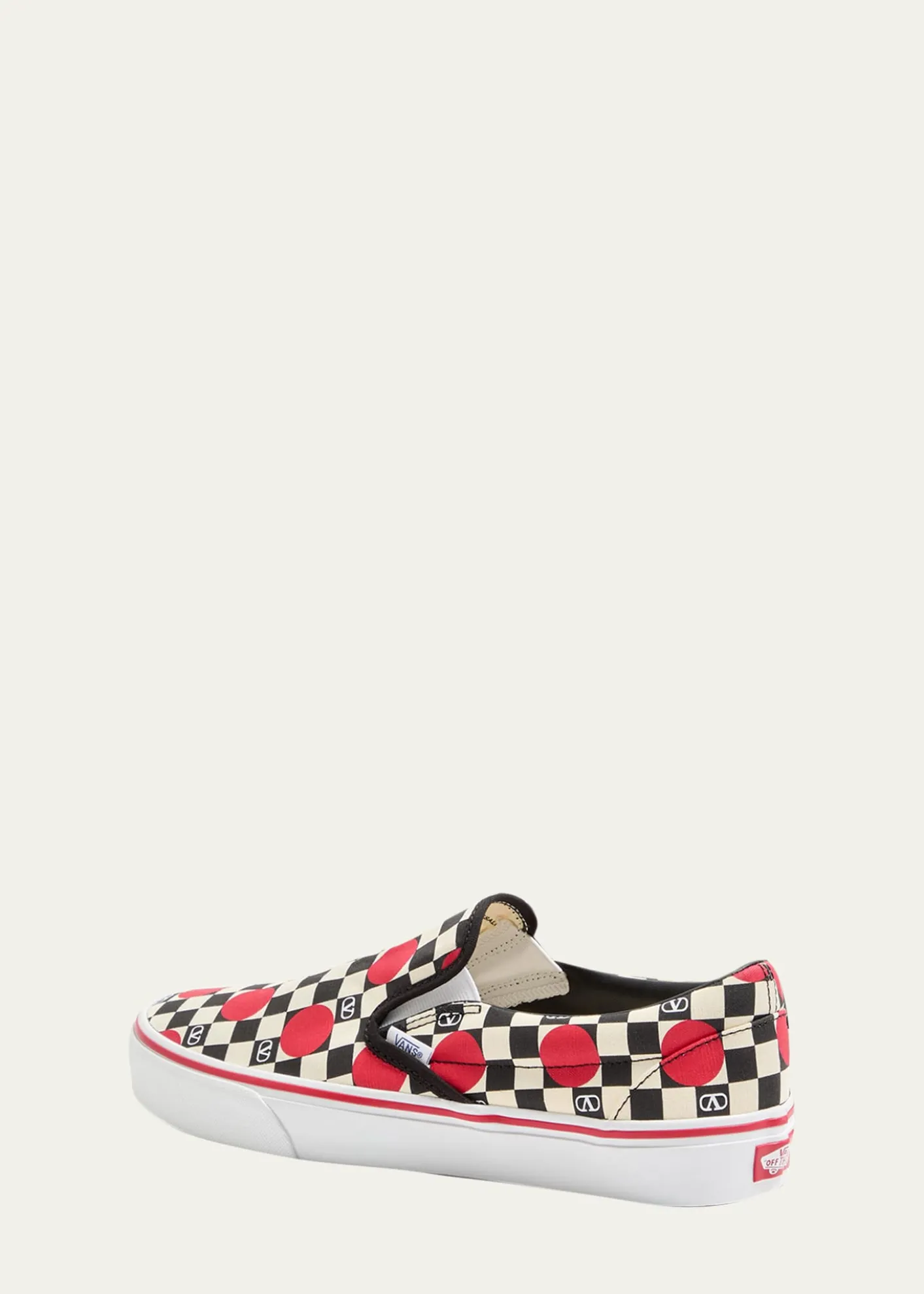 Valentino Garavanix Vans Men's Big Dots & VLogo Checkerboard Classic Slip-On Sneakers
