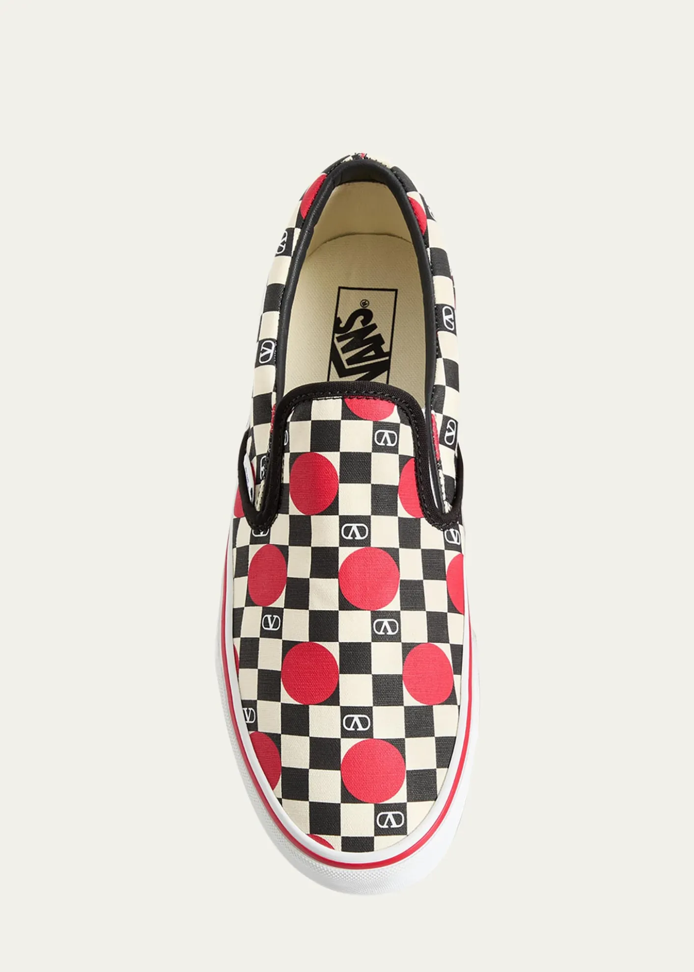 Valentino Garavanix Vans Men's Big Dots & VLogo Checkerboard Classic Slip-On Sneakers