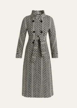 Valentino GaravaniZigzag Double-Breasted Belted Long Coat