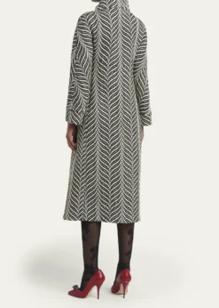 Valentino GaravaniZigzag Double-Breasted Belted Long Coat