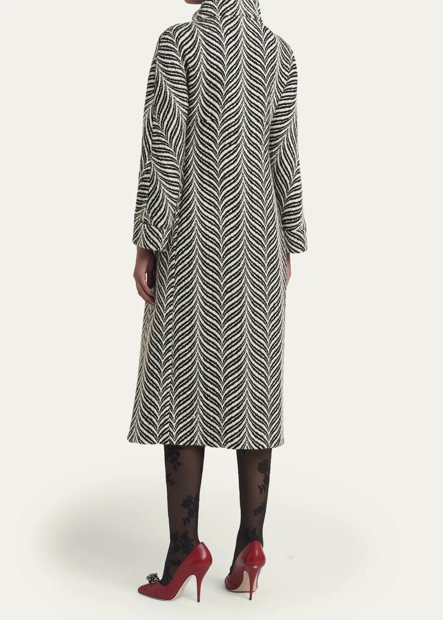 Valentino GaravaniZigzag Double-Breasted Belted Long Coat