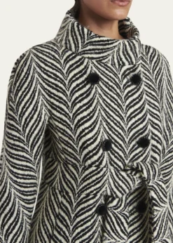 Valentino GaravaniZigzag Double-Breasted Belted Long Coat