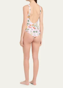 VerandahTwisted Drape Floral One-Piece Swimsuit