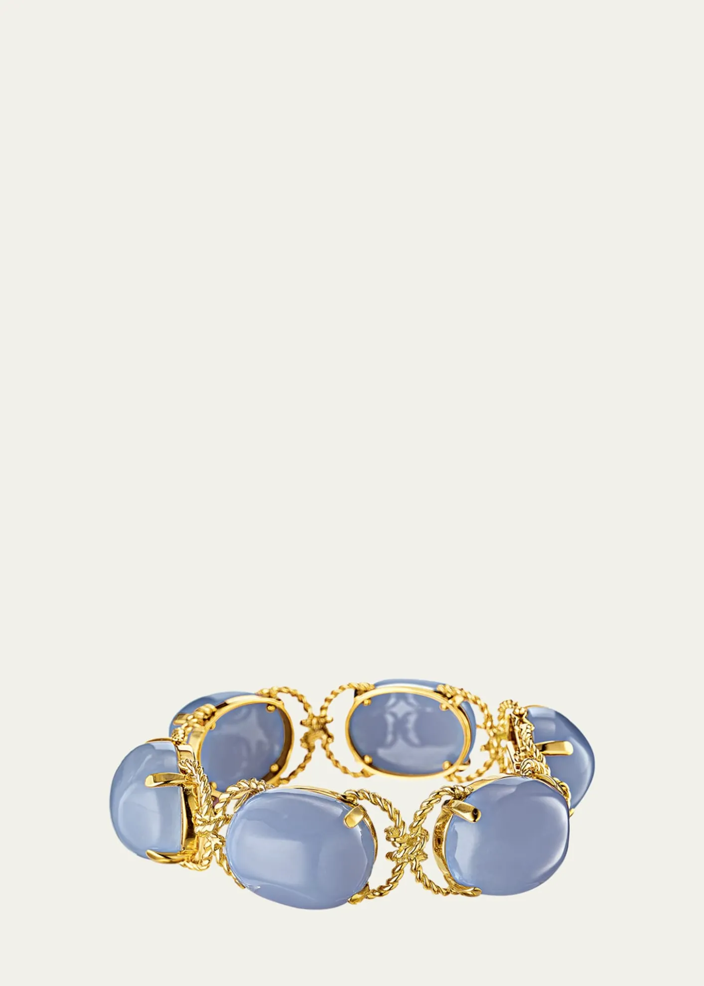 Verdura18K Gold Rope and Blue Chalcedony Pebble Bracelet