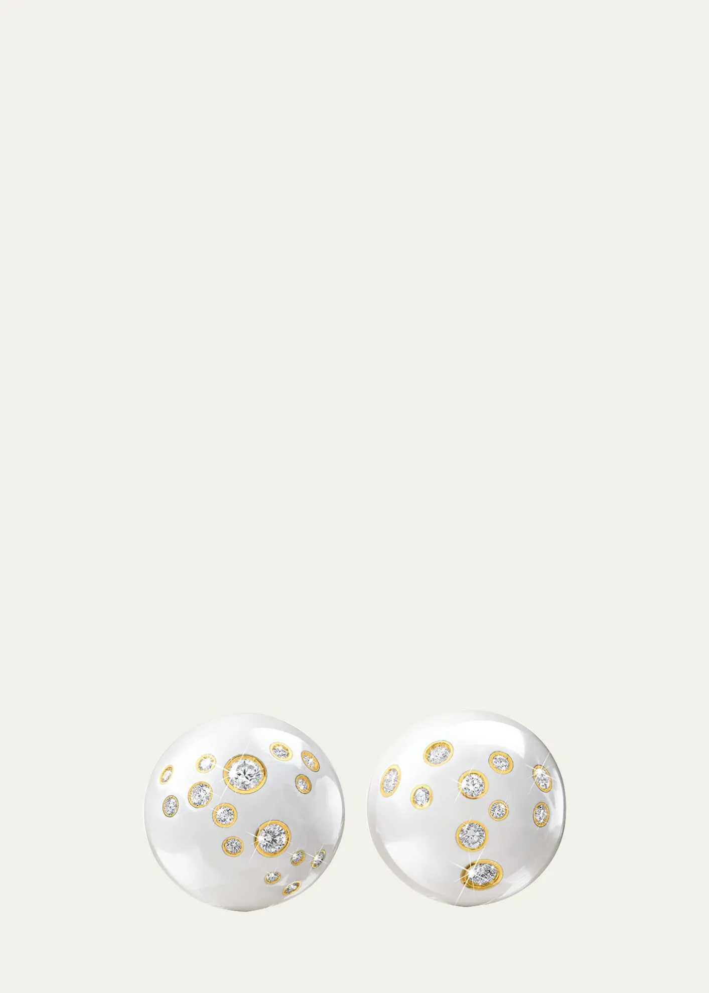 Verdura18K Yellow Gold Constellation Dome Earrings, White