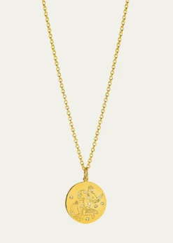 Verdura18K Yellow Gold Diamond Zodiac Necklace, Aquarius
