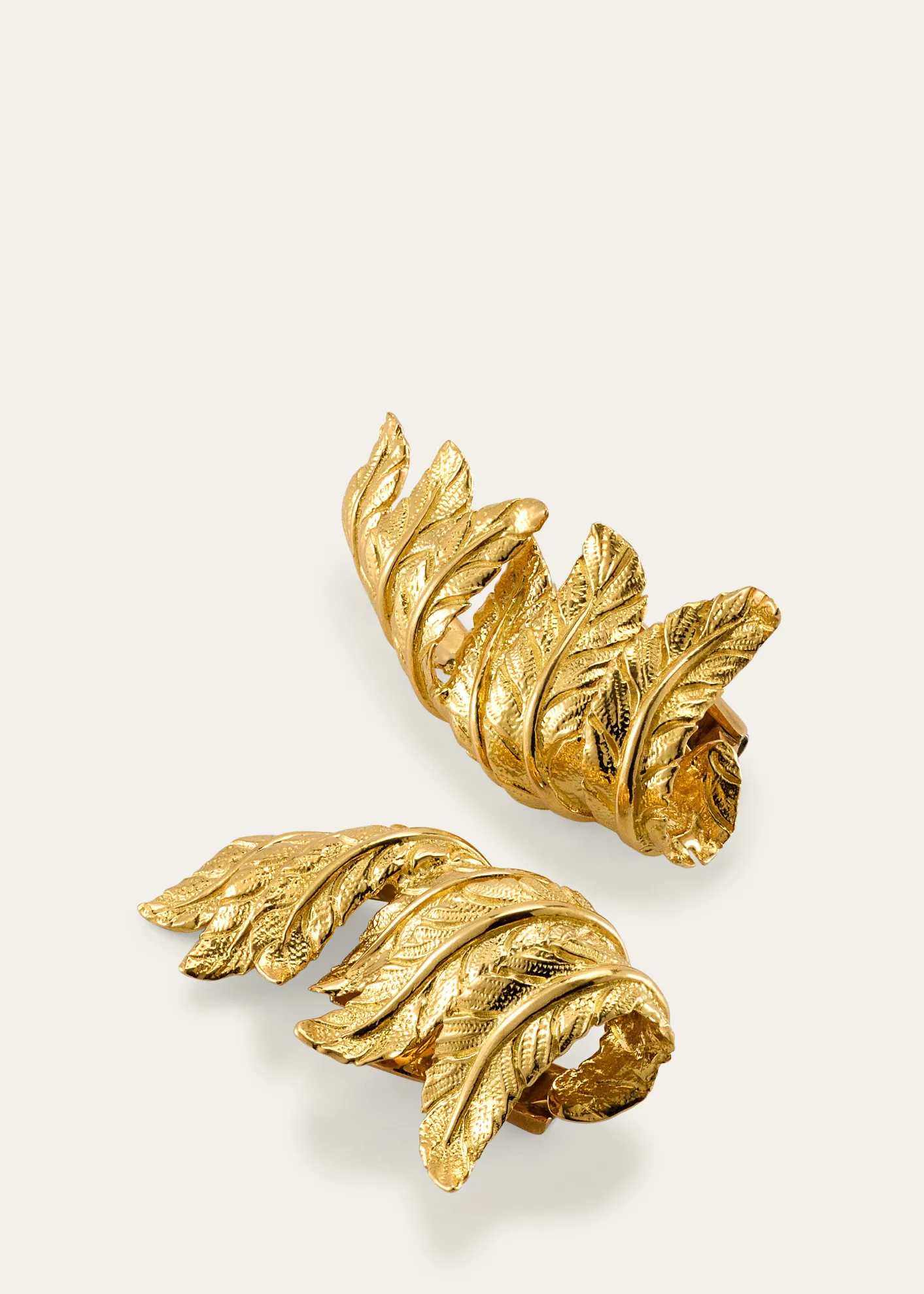 VerduraYellow Gold Feather Ear Cuffs