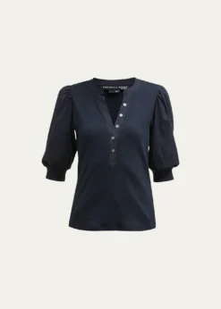 Veronica BeardCoralee Puff Sleeve Button-Front Top