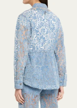 Veronica BeardLane Sheer Floral Denim Jacket