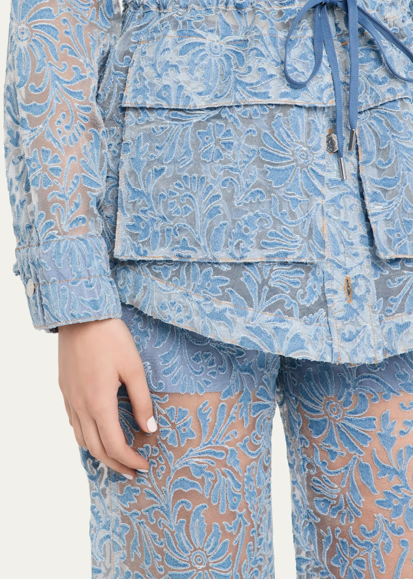 Veronica BeardLane Sheer Floral Denim Jacket