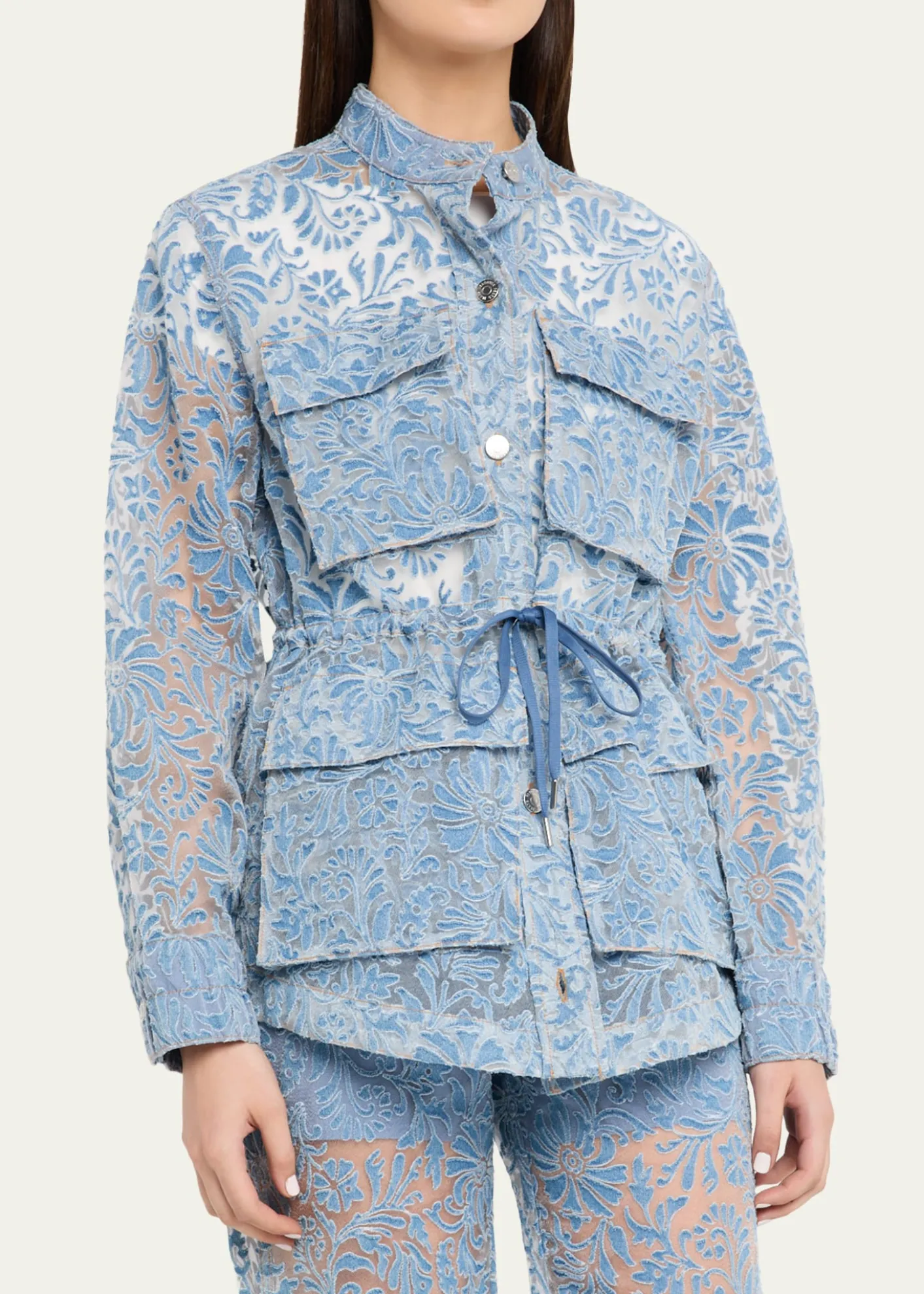Veronica BeardLane Sheer Floral Denim Jacket