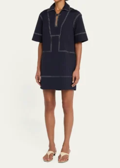 Veronica BeardPhelix Cotton Poplin Mini Tunic Dress