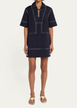 Veronica BeardPhelix Cotton Poplin Mini Tunic Dress
