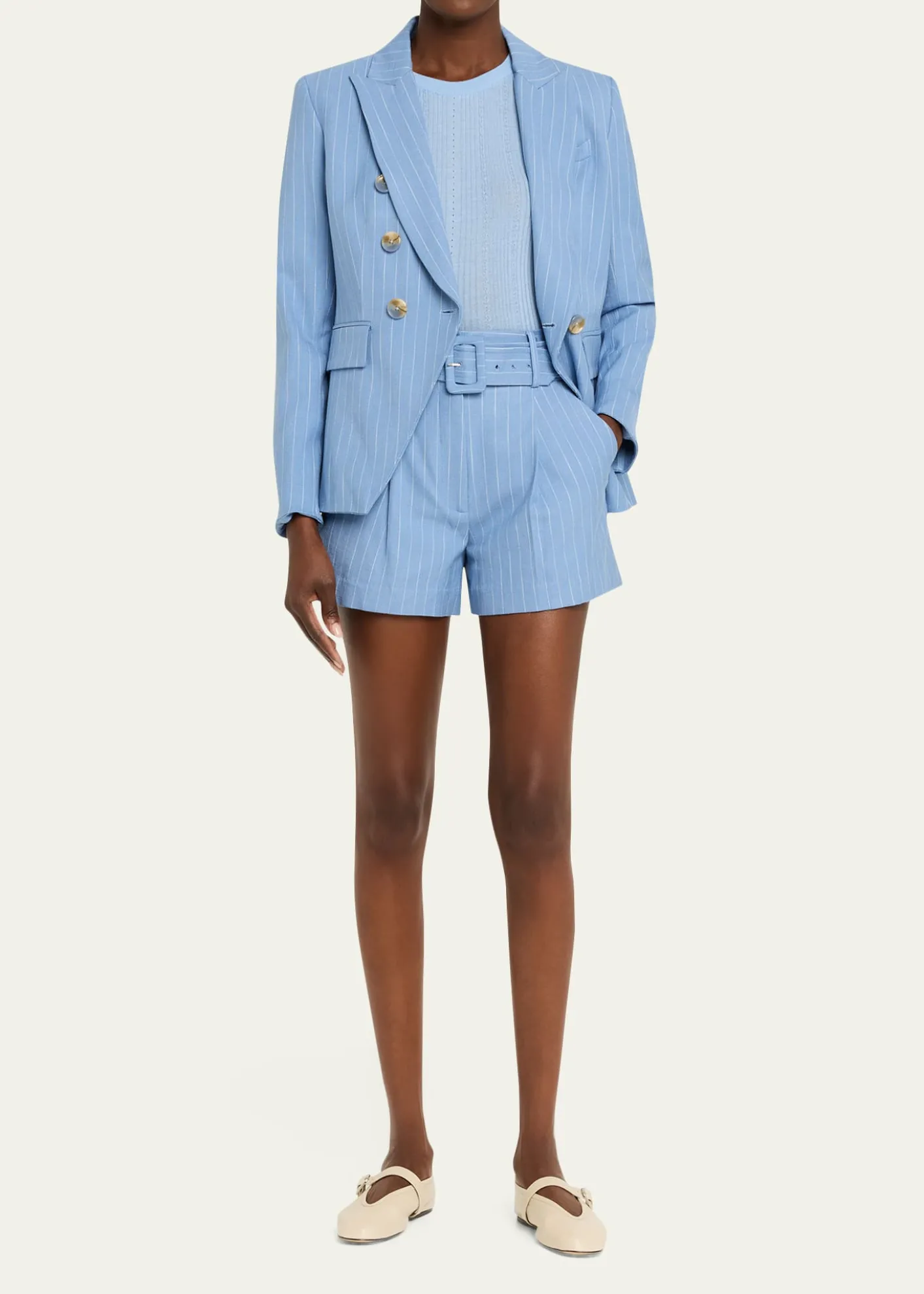 Veronica BeardPiper Belted Pinstripe Shorts