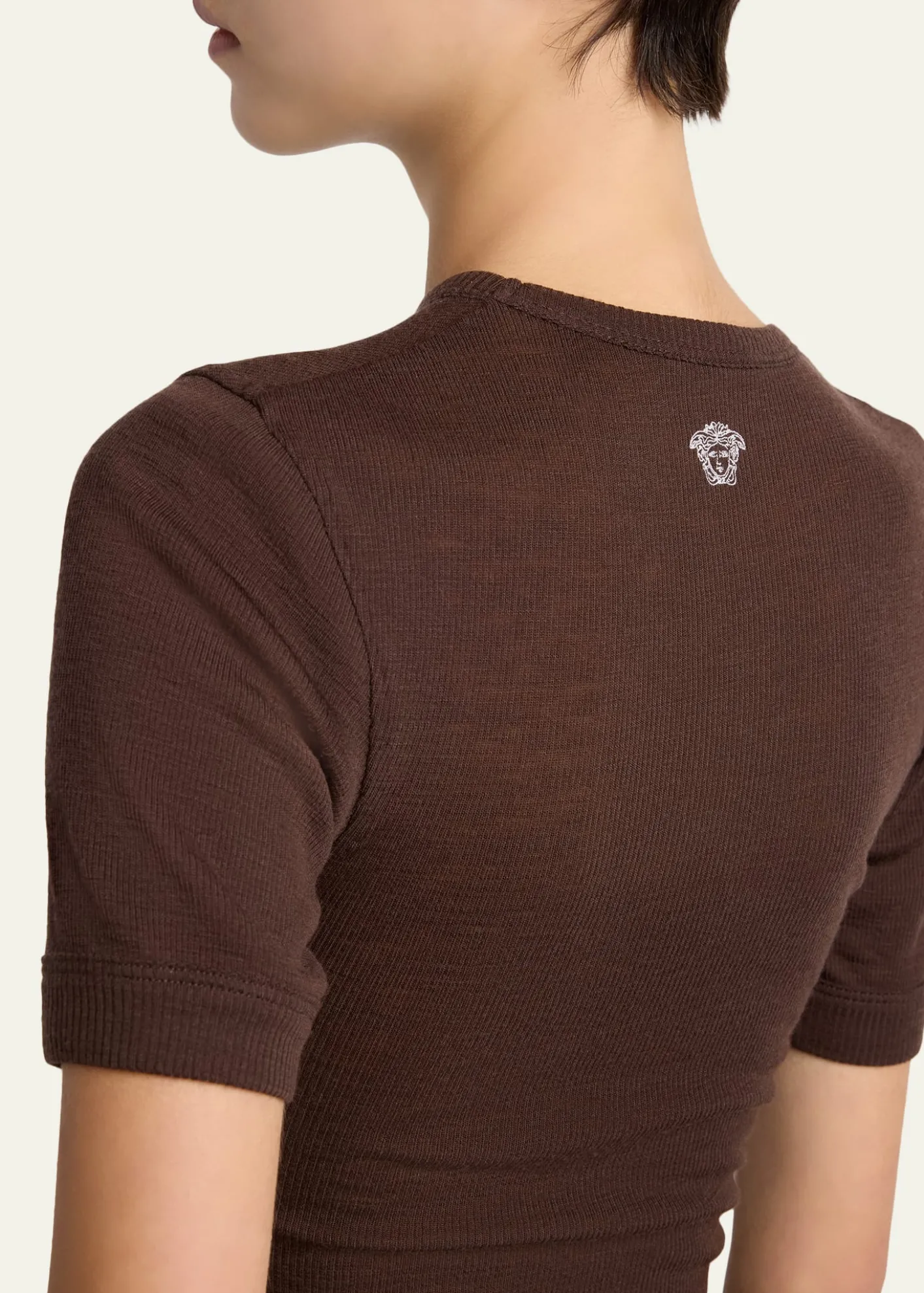 VersaceCrewneck Ribbed Wool Tee