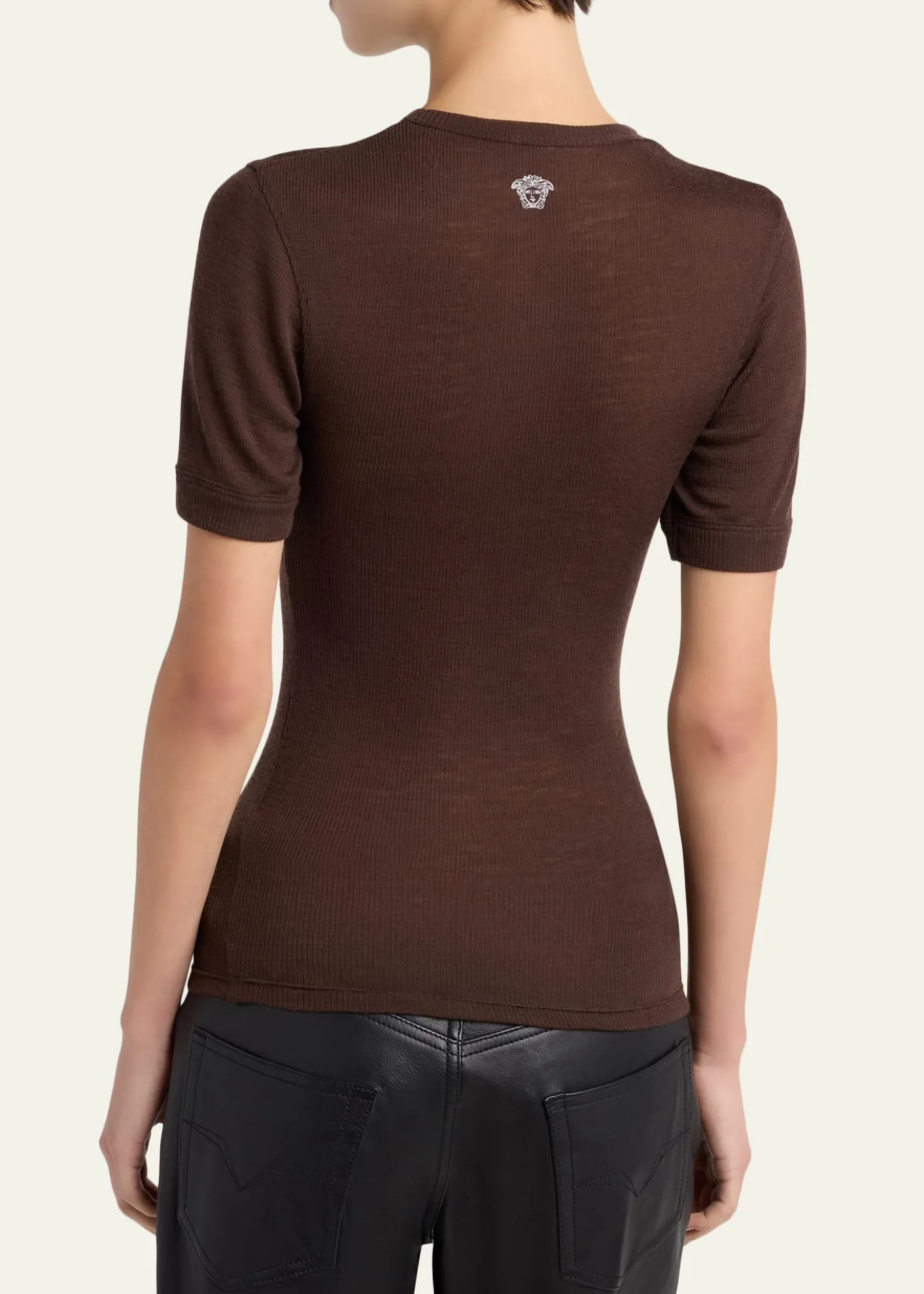 VersaceCrewneck Ribbed Wool Tee