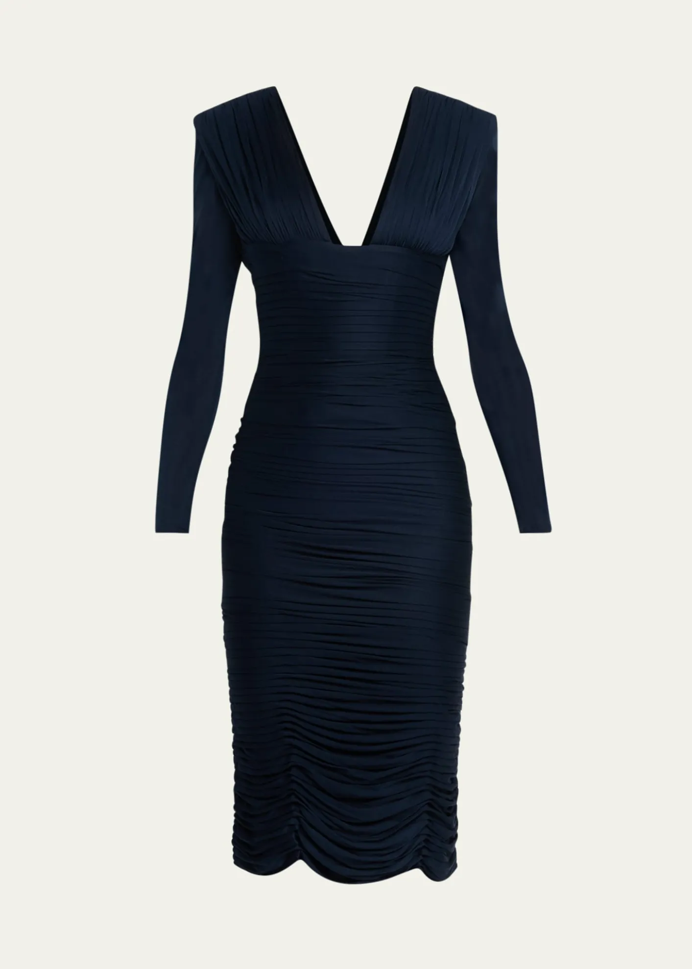 VersaceGathered Long-Sleeve Midi Dress
