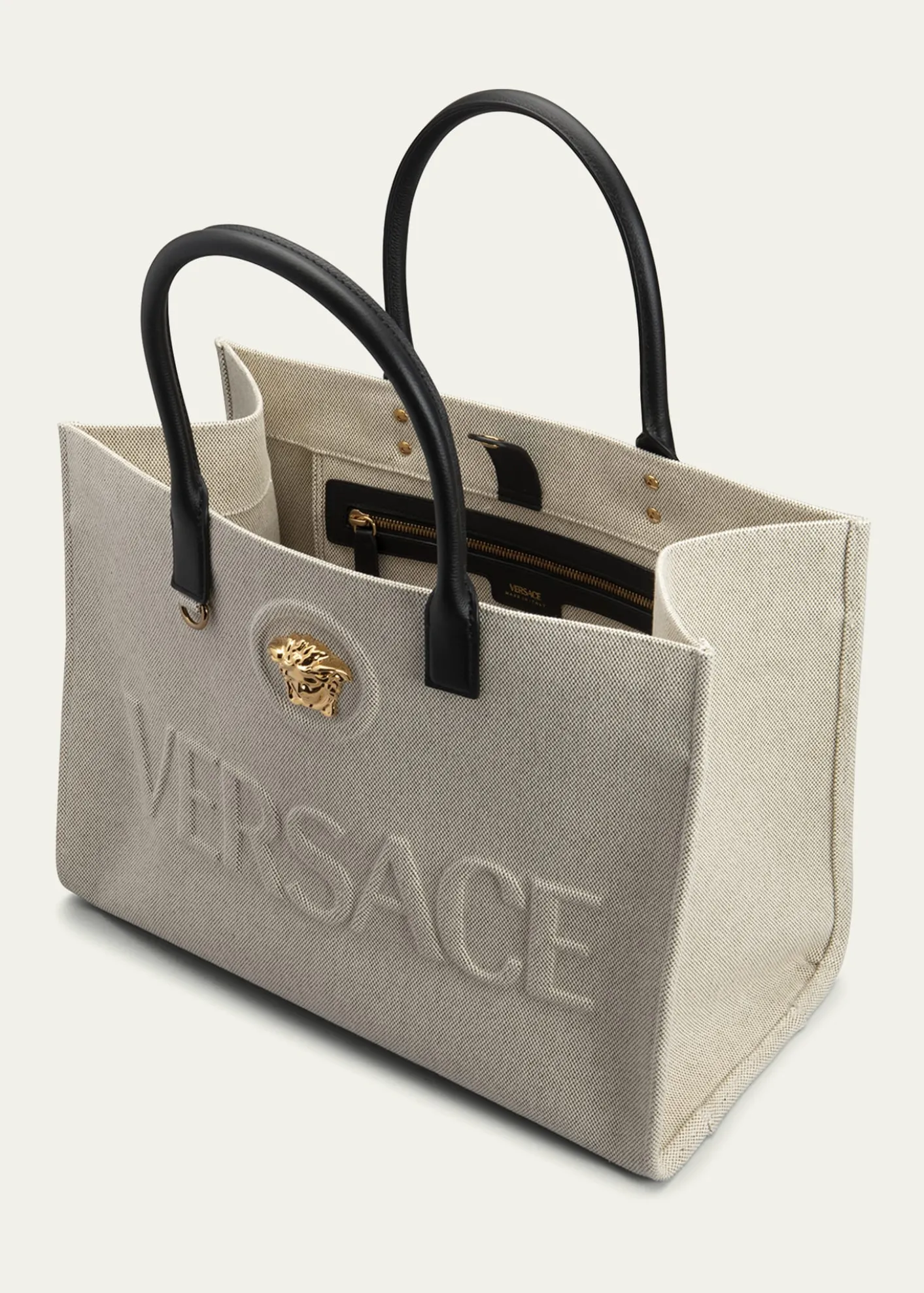 VersaceLa Medusa Logo Canvas Tote Bag