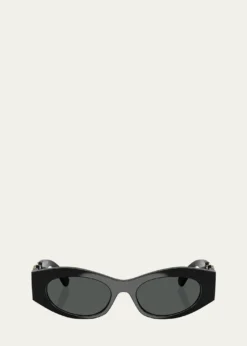 VersaceMedusa Embellished Oval Plastic Sunglasses, 51MM
